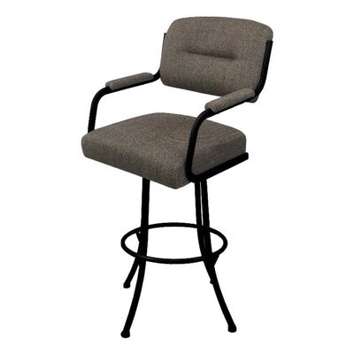Tobias Designs Inc. Swivel Extra Tall 34" Metal M-110BarStool-Plumley Cocoa Brown Fabric-Black Frame