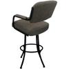 Tobias Designs Inc. Swivel Extra Tall 34" Metal M-110BarStool-Plumley Cocoa Brown Fabric-Black Frame view 3