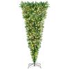 DORTALA Pre-Lit Upside Down Christmas Tree, 7.5 FT Snow Artificial Inverted Xmas Tree with 1100 Branch Tips, 400 Warm LED Lights, 8 Lighting Modes, Foldable Metal Stand, Green view 1