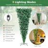 DORTALA Pre-Lit Upside Down Christmas Tree, 7.5 FT Snow Artificial Inverted Xmas Tree with 1100 Branch Tips, 400 Warm LED Lights, 8 Lighting Modes, Foldable Metal Stand, Green view 2