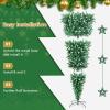 DORTALA Pre-Lit Upside Down Christmas Tree, 7.5 FT Snow Artificial Inverted Xmas Tree with 1100 Branch Tips, 400 Warm LED Lights, 8 Lighting Modes, Foldable Metal Stand, Green view 4
