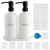 Glass Soap Dispenser - Dish Hand Soap Dispenser for Kitchen Set, Bathroom Soap Lotion Dispenser with 304 Rust Proof Pump, Tray, White Bottle/Black Pump view 1