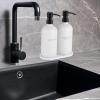 Glass Soap Dispenser - Dish Hand Soap Dispenser for Kitchen Set, Bathroom Soap Lotion Dispenser with 304 Rust Proof Pump, Tray, White Bottle/Black Pump view 2