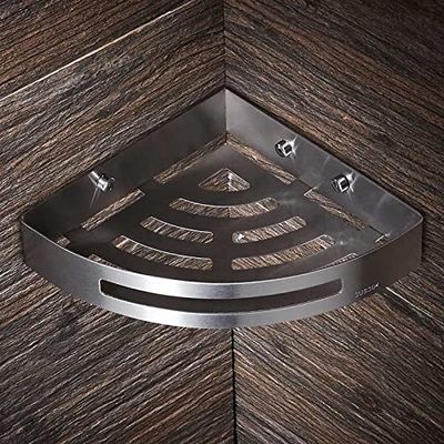 BAHELS Corner Shower Caddy Stainless Steel Bathroom Shelves Corner Shelf, Brushed Nickel Wall Mount Triangle Shower Caddy Rack, Bath Accessories Shower Organizer (Color : Single)