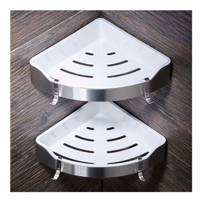 BAHELS Corner Shower Caddy Gold Stainless Steel and ABS Plastic Bathroom Shelves, Brushed Nickel Wall Mount Triangle Shower Caddy Rack, Bath Accessories Shower Organizer (Color : Double)