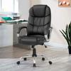 Modern Black Ergonomic Swivel High Back Office Chair with Lumbar Support Contemporary Leather Stainless Steel Adjustable Height Rolling view 1