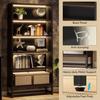 70.8" Tall Bookcase 5-Tier Black Bookshelf with Led Lights for Home Modern Contemporary Wood Finish Solid view 2