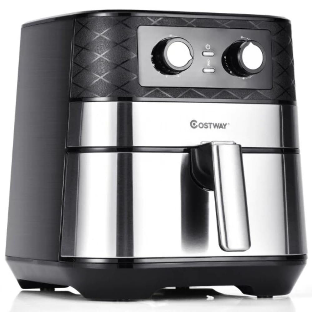 1700W 5.3 QT Electric Hot Air Fryer with Stainless steel and Non-Stick Fry Basket-Black BLACK