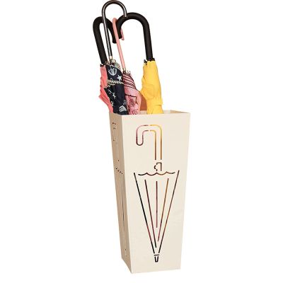 Umbrella Holder Beige Metal Umbrella Rack, Hollow Out Square Umbrella Stand for Home/Office/Hotel/Restaurant/Entryway, 50cm Tall Umbrella Holder