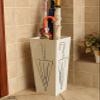 Umbrella Holder Beige Metal Umbrella Rack, Hollow Out Square Umbrella Stand for Home/Office/Hotel/Restaurant/Entryway, 50cm Tall Umbrella Holder view 3