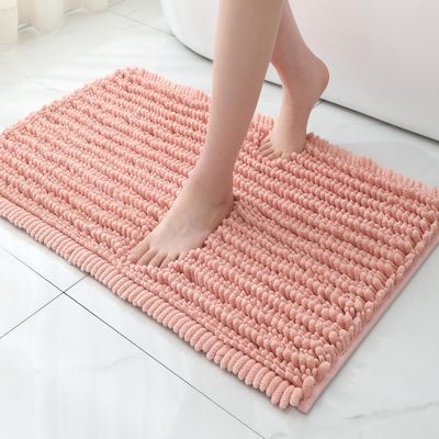 FLOLEOPA Soft Plush Microfiber Bathroom Rugs, Absorbent Bath Rugs Non Skid Machine Wash Dry Bath Mats for Tub,Shower and Bath Room Floor Mats(Coral Pink,24x39 inches)
