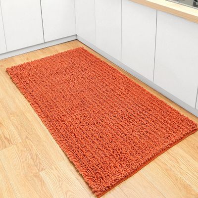 FLOLEOPA Soft Plush Microfiber Bathroom Rugs, Absorbent Bath Rugs Non Skid Machine Wash Dry Bath Mats for Tub,Shower and Bath Room Floor Mats(Burnt Orange,27.5x47 inches)