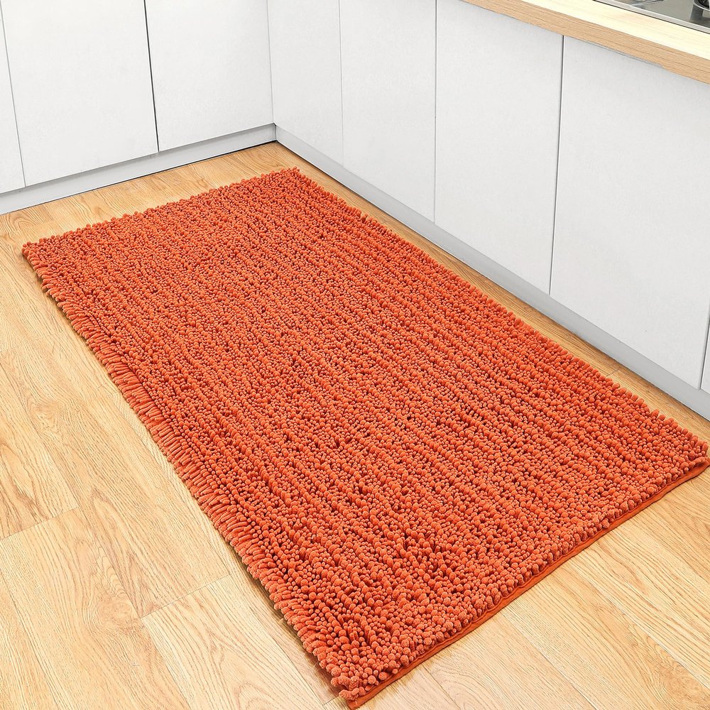 FLOLEOPA Soft Plush Microfiber Bathroom Rugs, Absorbent Bath Rugs Non Skid Machine Wash Dry Bath Mats for Tub,Shower and Bath Room Floor Mats(Burnt Orange,27.5x47 inches)
