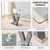 Ginxesh 70" Glass Kitchen Table and Chairs for 4,Tempered Glass Top with Metal Base,PU Chair with Metal Legs for Kitchen Dining Living Room (4, 1 Grey Table+4 Light Grey Chairs) view 4