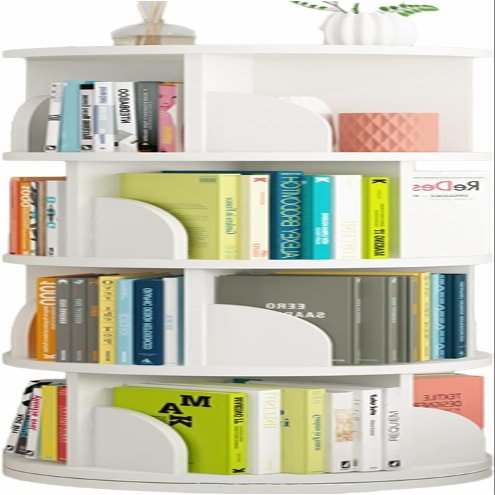 CIRCIR Kids Bookshelf White CD Storage Rack - 360 Rotatable 2/3/4/5-layer Children's Bookcase, CD Disc Display Stand, Floor Wooden Bookshelf for Home/Office/Study (Size : 40 * 129CM)