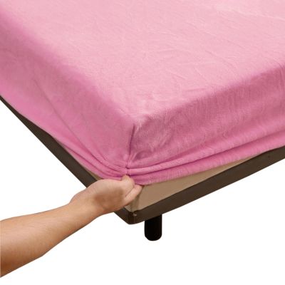 DEZYPZAM Velvet Fitted Sheet, Velvet Sheets + 2 x Pillowcases, Fuzzy Flannel Comfortable Fitted Sheet, Extra Soft Warmth, Sheet (Pink,2.0 x 2.2m)