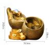 Tabletop Fountain Waterfall Indoor Fountain Tabletop Fountain Resin Golden Gourd Mini Waterfall Fountains Water Feature Feng Shui Zen Meditation Desktop Fountain with Rolling Ball for Home Office Deco view 2