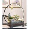 Tabletop Fountain Waterfall Indoor Fountain Ceramics Tabletop Fountain with LED Lights Zen Waterfall Fountains Relaxation Water Feature Meditation Desktop Fountain for Home Office Decor Indoor Waterfa view 3