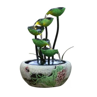 Tabletop Fountain Waterfall 5-Tier Tabletop Fountains Indoor Lotus Leaf Relaxation Fountains Tabletop Waterfall Decoration Fountain Zen Meditation Waterfall for Home Office Bedroom Desk Dcoration Ind