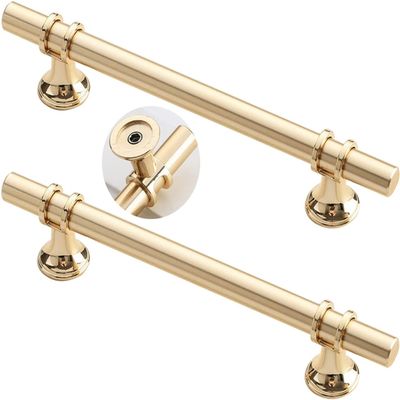 Wardrobe Door Handles,Cupboard handles,2 Pack Gold Furniture Drawer Handles Aluminum Alloy Knobs Door Levers for Cupboard,Closet,Wardrobe,Shoe Cabinet (Hole Distance 192mm) (Size : Single Hole ( Size