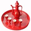 MXITA Wedding ceramic wine set Chinese wedding hip flask festive toast cup new toast red wine glass (1 pot, 4 cups, and tray set) view 1