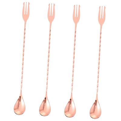 ABOOFAN 4pcs Cocktail Shaker Spoon Barware Stirring Spoon Long Handle Mixing Swizzle Stick Gold Stirrers