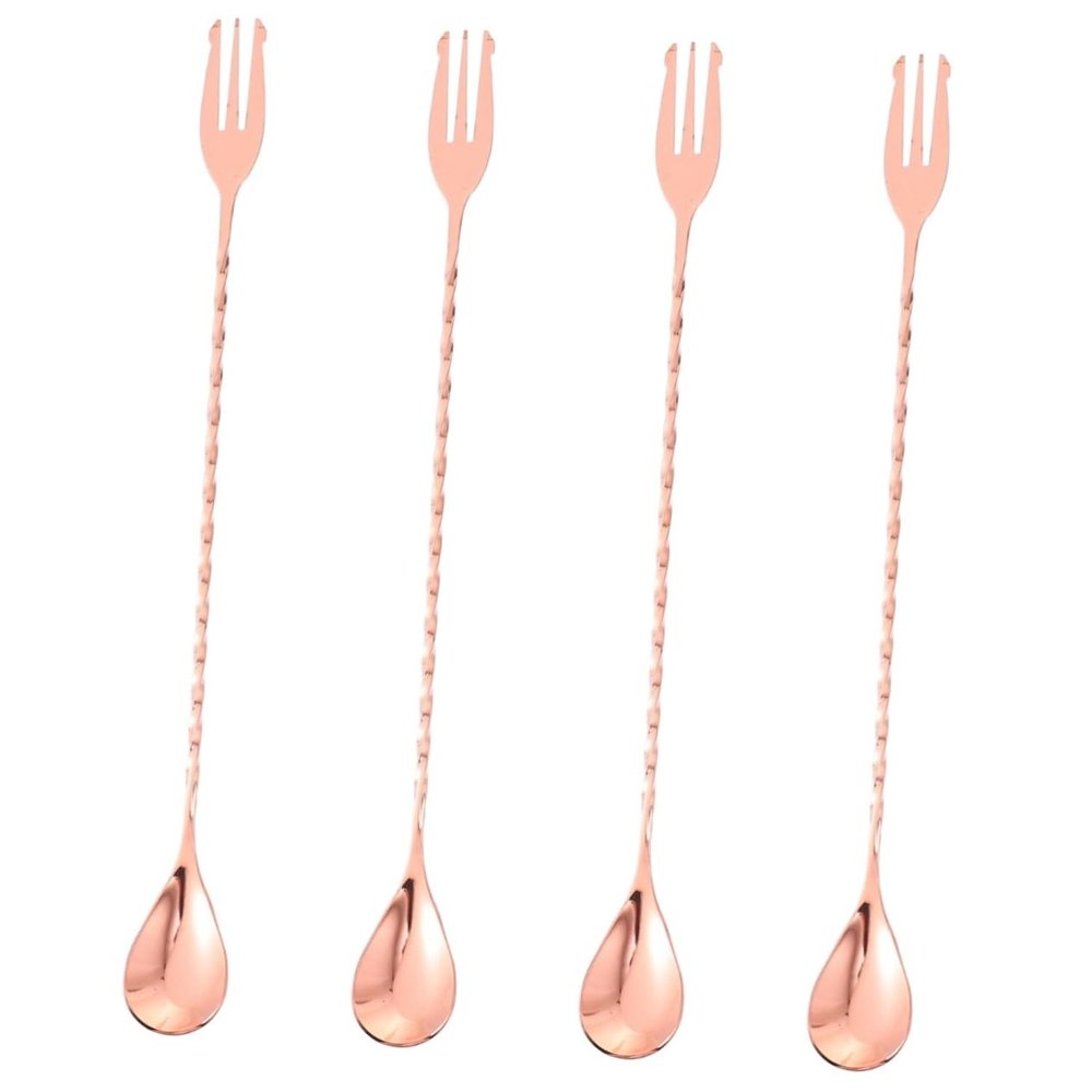 ABOOFAN 4pcs Cocktail Shaker Spoon Barware Stirring Spoon Long Handle Mixing Swizzle Stick Gold Stirrers