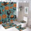 ZGDPBYF 3 Piece Bathroom Rugs Set, Halloween Non-Slip Soft Bath Mat Set, Gothic Pumpkin Bat Bathroom Mat, Living Room Bedroom Mat, Machine Washable, Dries Quickly, view 1