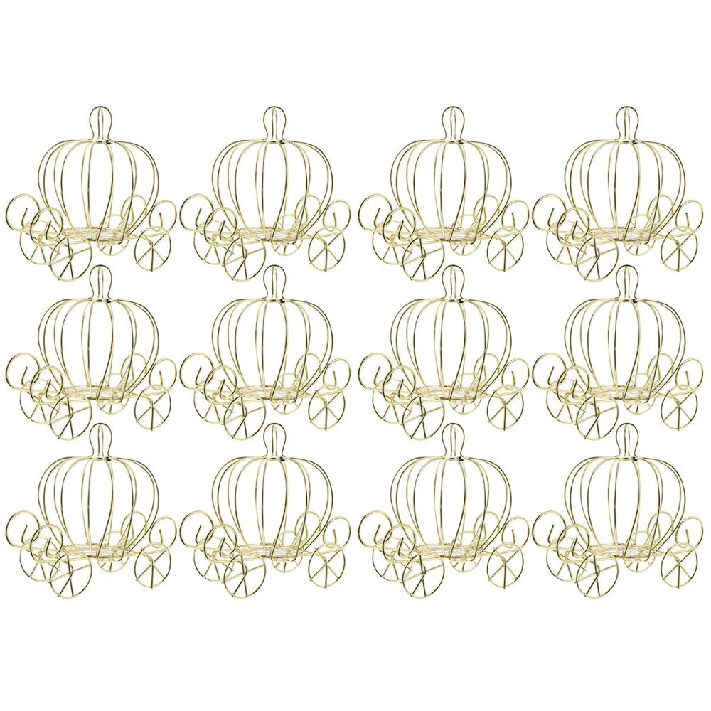 ABOOFAN 12pcs Carriage Centerpieces for Tables Mini Pumpkins Carriage Princess Centerpiece Flower Candy Treat Boxes for Wedding Birthday Party Table Decor