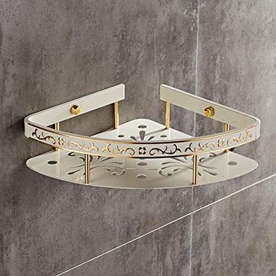Corner Shower Caddy Bathroom Shelf, Black Aluminum Double Layer Bathroom Corner Shelf, Bathroom Holder, Showeroom Basket Bathroom Accessories Shower Organizer (Color : SJL-6601WG-1-I)