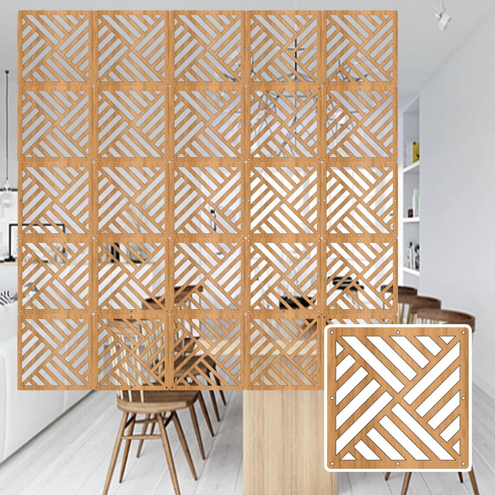 ERRULAN Wooden Hanging Room Dividers, Hollow Screen Partition Portable Wall for Living Room Bedroom Office Shop, Home Privacy Separator Panel Indoor, Paraban para Dividir Espacio (Size : 5pcs)
