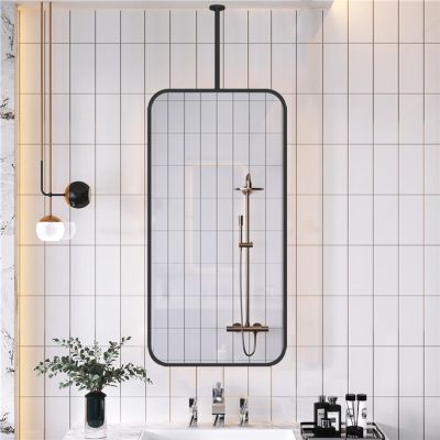 Ceiling Hanging Rectangular Mirror for Wall Decor, Floating Bathroom Mirror with Metal Frame and Boom for Home or Hotel - Customizable Mirror Boom, Bathroom Vanity Makeup Mirrors ( Size : 40cmx60cm )