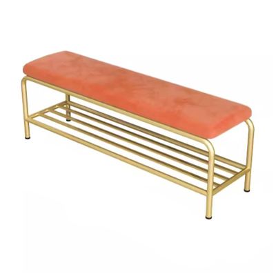 KAMPCO Metal Entry Bench Seat with Shoe Storage, Velvet Cushion, Decorative Storage Benches for Living Room, Hallway, Bedroom