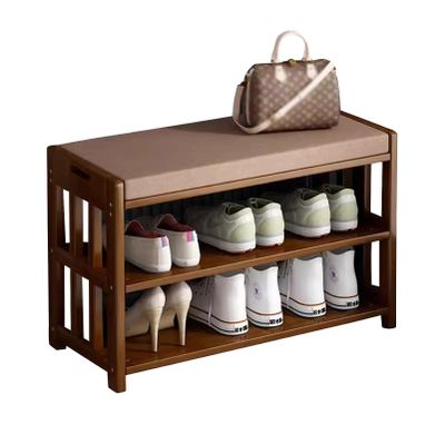 KAMPCO Shoe Storage Bench Cubby Organizer for Entryway, Wood Shoe Rack with Foam Pad Seating Cushion, Shoe Bench for Hallway Bedroom Living Room Dorm and Small Apartment