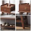 KAMPCO Storage Bench Wooden Shoe Bench Rustic Solid Wood Entryway Bench with Drawers and Padded Seat Cushion view 4