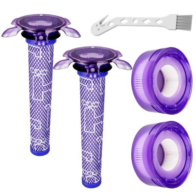 Lemige V7 V8 New Filter Replacement Kit for Dyson V7 V8 Slim Animal Absolute Motorhead SV10 SV11 SV25 SV37 Cordless Vacuums, 2 Star Pre-Filters and 2 HEPA Post-Filters, Part No. 965661-05 & 967478-05