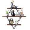 DIRKES 3 Tier Industrial Geometry Wood Floating Shelf Heavy Duty Hanging Wall Mounted Unit,for Bedroom House Bedside Nightstand Home Office Family(Items on Shelves not Included) view 1