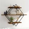 DIRKES 3 Tier Industrial Geometry Wood Floating Shelf Heavy Duty Hanging Wall Mounted Unit,for Bedroom House Bedside Nightstand Home Office Family(Items on Shelves not Included) view 2