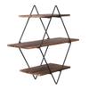 DIRKES 3 Tier Industrial Geometry Wood Floating Shelf Heavy Duty Hanging Wall Mounted Unit,for Bedroom House Bedside Nightstand Home Office Family(Items on Shelves not Included) view 4