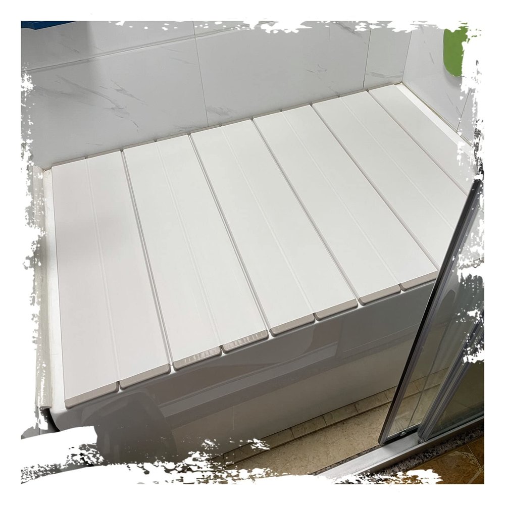 Bathtub Tray 1cm Thickness Folding Bathtub Cover, Dust-Proof Shutter Bath Lid Bathtub Tray, Insulation Board for Milk Baths Spa, 8 Sizes, Bearing 10kg Multifunctional (Color : White, Size : 140cmx75