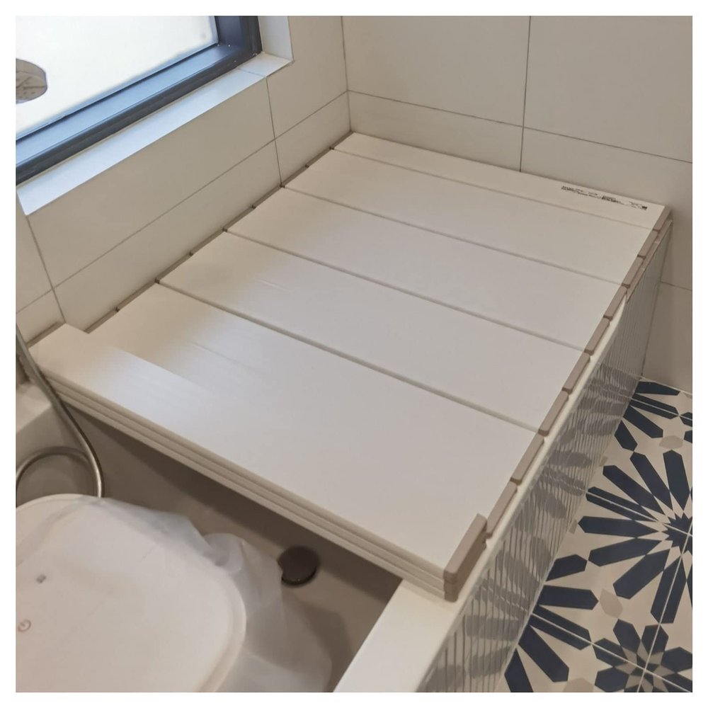 Bathtub Tray Bathtub Cover, Folding Heat-Resistant Polypropylene Dust-Proof Cover Bathtub Tray Shutter Bath Lid, Insulation Board for Most Bathtubs, 1cm Thickness Multifunctional (Color : White, Siz
