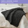 Bigacogo Chunky Knit Throw Blanket for Couch, 40x40 inches, 100% Hand Knitted with Thick Jumbo Chenille Yarn, Cozy Soft Large Rope Knot Cable Crochet Blankets for Sofa Bed Living Room, Dark Grey view 3