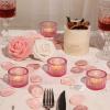 Lanttu Pink Tealight Candle Holder Set of 12, Small Votive Candle Holders for Table Centerpiece,Glass Tea Light Candles Holder for Party&Home,Wedding Decor(2''Dia*1.4''H) view 2