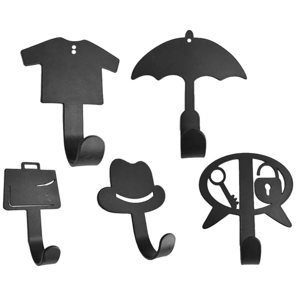 Healvian 5pcs Cartoon Wall Hooks for Bathroom Closet Hanging Hooks for Coats Towels Bags Space-Saving Design Easy to Install Iron Hangers