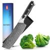 Gutoky 7 Inch Nakiri Knife, Damascus Steel knife with Feather Pattern Blade, Full Tang G10 Handle, Japanese Professional Vegetable Knife view 1