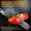 Gutoky 7 Inch Nakiri Knife, Damascus Steel knife with Feather Pattern Blade, Full Tang G10 Handle, Japanese Professional Vegetable Knife view 3