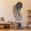 Jellyfish Metal Wall Art, Marine Life Metal Wall Art, Ocean Metal Wall Art, Jellyfish Art Work, Metal Wall Art Home Decor, Black Metal Wall Decor, Metal Wall Art for Living Room (Black, 59"x31" | 150x78.5 cm) view 1