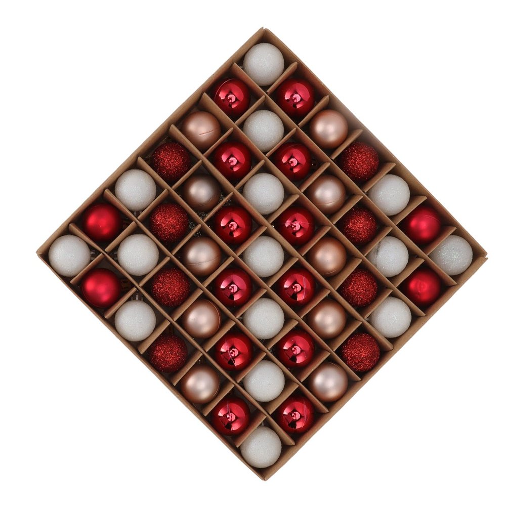 BORDSTRACT A Set of 49 Red Shatterproof Ornaments, Mini Ornaments Suitable for Hanging in The Tree Family Parties, Garden Dinners, Birthday Parties, Dances(01)