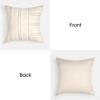AELS 24x24 Decorative Farmhouse Linen Throw Pillow Covers, Boho Textured Pillow Case, Set of 2, Beige with White & Brown Stripe Patchwork Cushion Cover for Sofa Couch Living Room (Cover ONLY) view 3