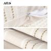 AELS 24x24 Decorative Farmhouse Linen Throw Pillow Covers, Boho Textured Pillow Case, Set of 2, Beige with White & Brown Stripe Patchwork Cushion Cover for Sofa Couch Living Room (Cover ONLY) view 4